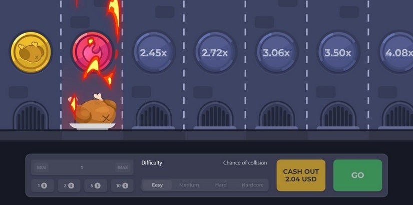 Chicken Road Screenshot 2 - Kollision im Modus Easy bei hoeherem Multiplikator